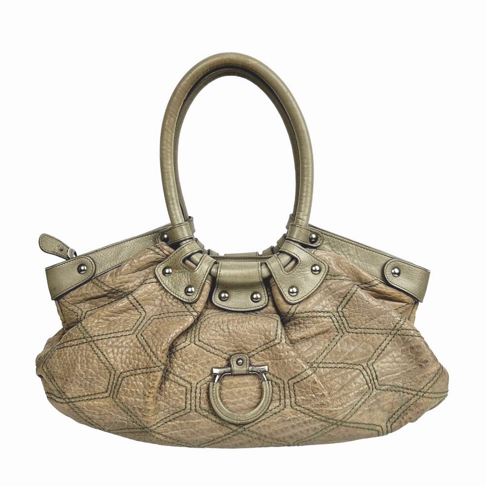 Salvatore Ferragamo Leather Celtico Bag Grey Shoulder Bag